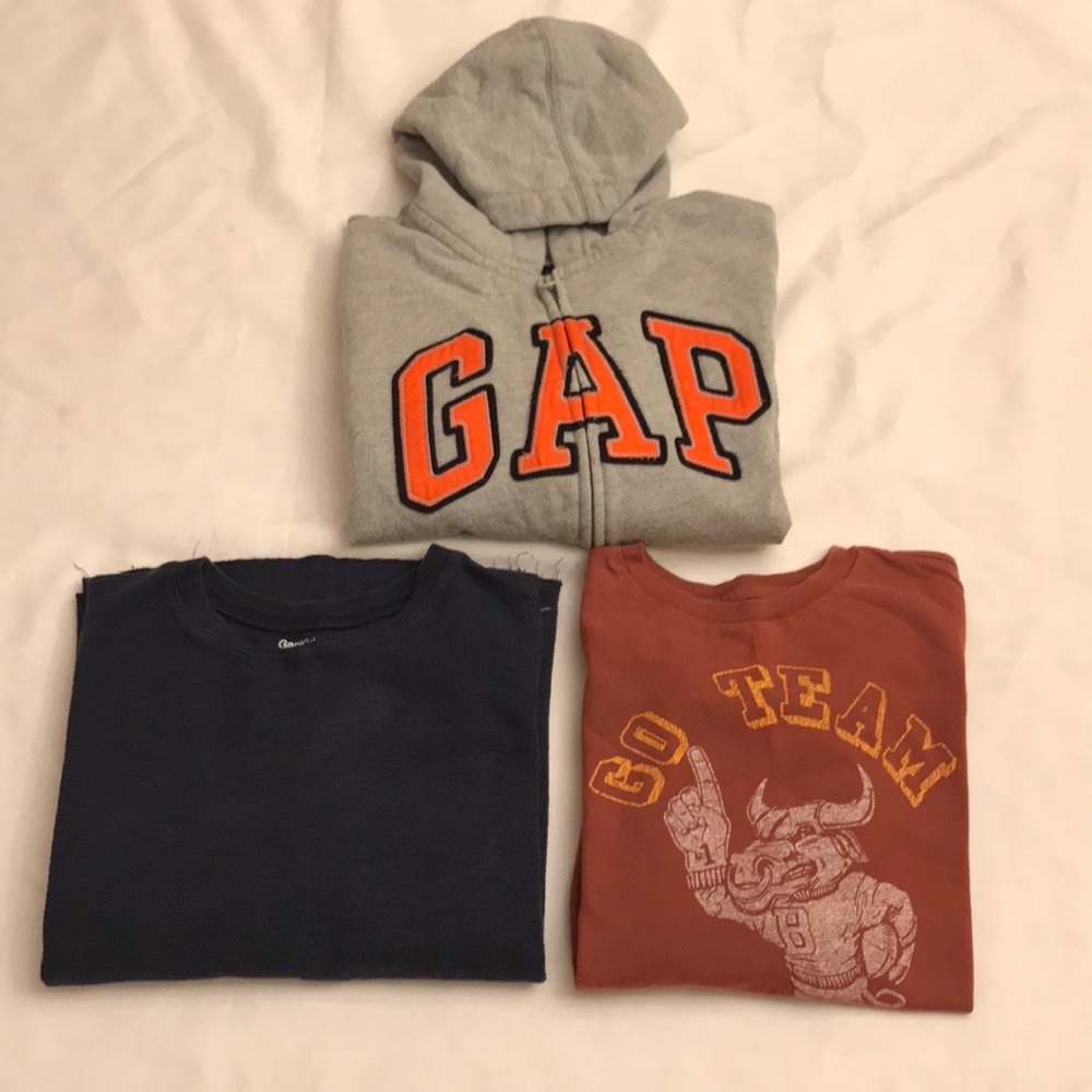 3 (2) long sleeve Gap t-shirts & 1 zip up hoodie.